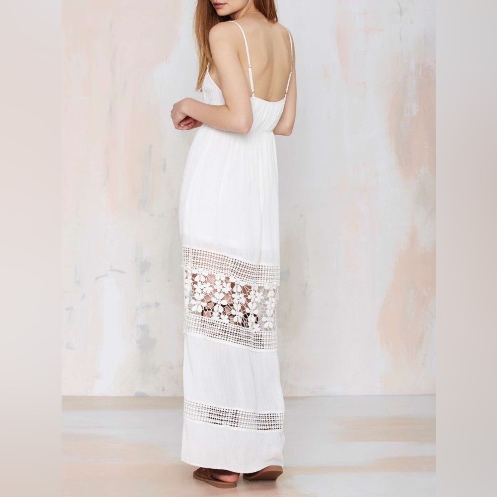 Design Lab Woman's Medium White Crochet Bohemian Maxi Dress